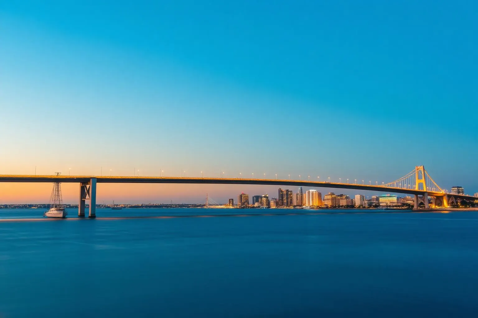 San Diego waterfront skyline at sunset