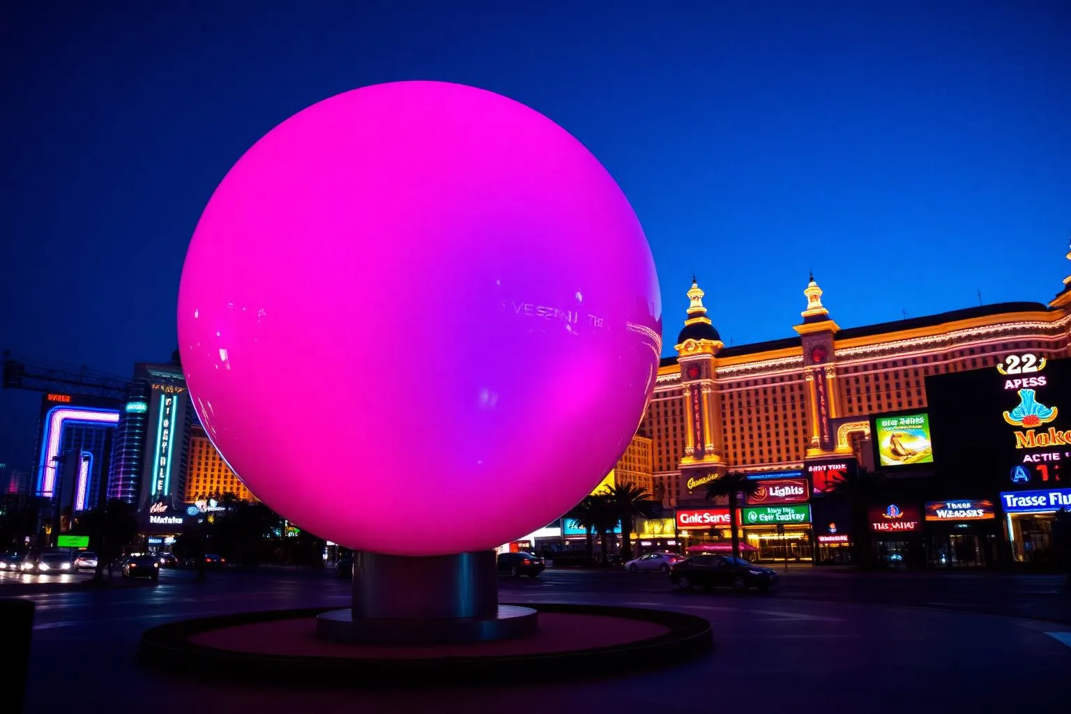 The Sphere and Bellagio Fountains on the Las Vegas Strip